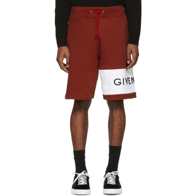 Photo: Givenchy Red and White Logo Shorts