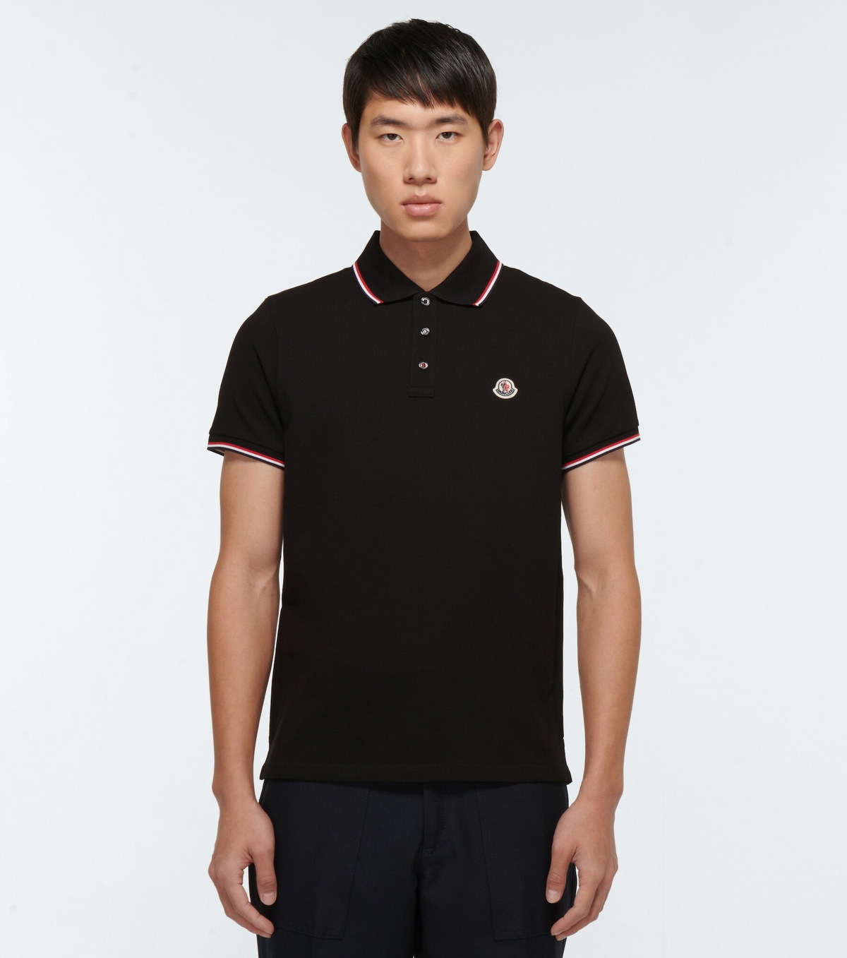 Moncler - Contrast trimmed cotton polo shirt Moncler