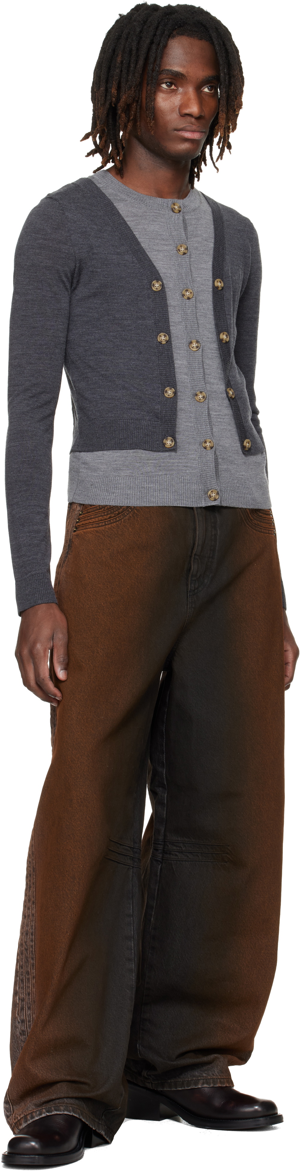 EGONlab Gray Illusion Layered Cardigan