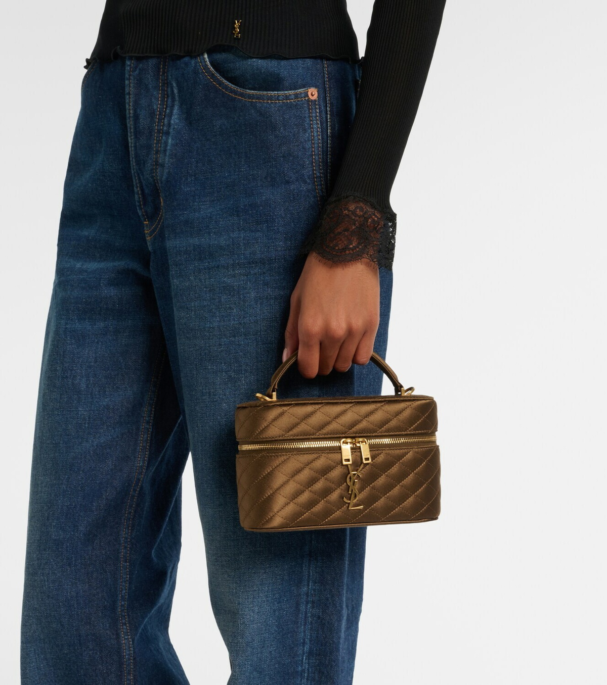 Saint Laurent Gaby Mini quilted satin vanity bag