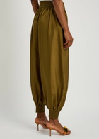 Zimmermann Mohon Cuffed Silk Trousers Olive