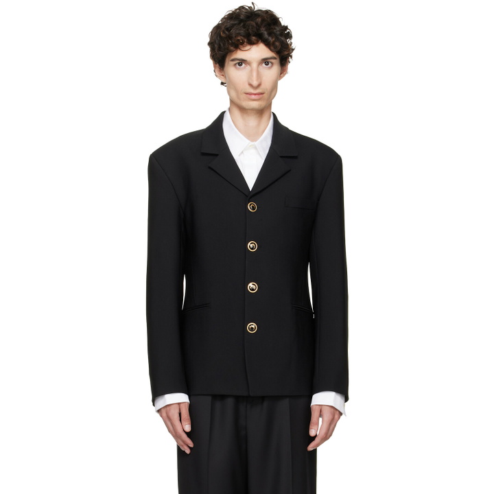 Photo: Marine Serre Black Tailored Wool Serge Blazer
