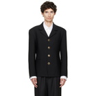 Marine Serre Black Tailored Wool Serge Blazer