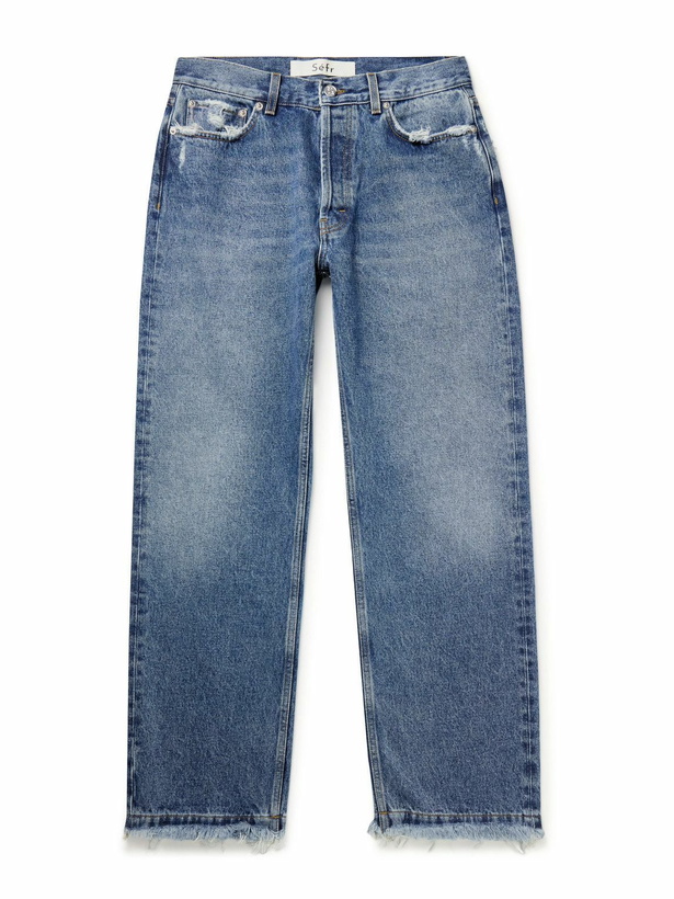 Photo: Séfr - Straight-Leg Distressed Jeans - Blue