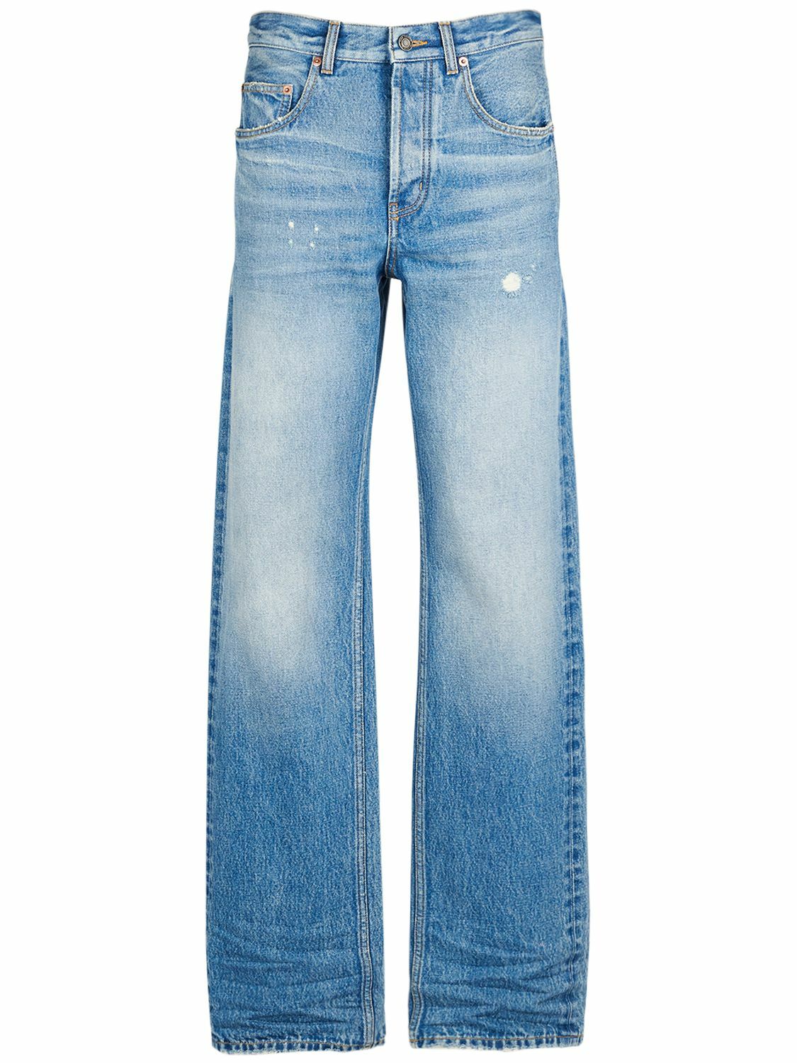 SAINT LAURENT - Baggy Cotton Denim Wide Jeans Saint Laurent