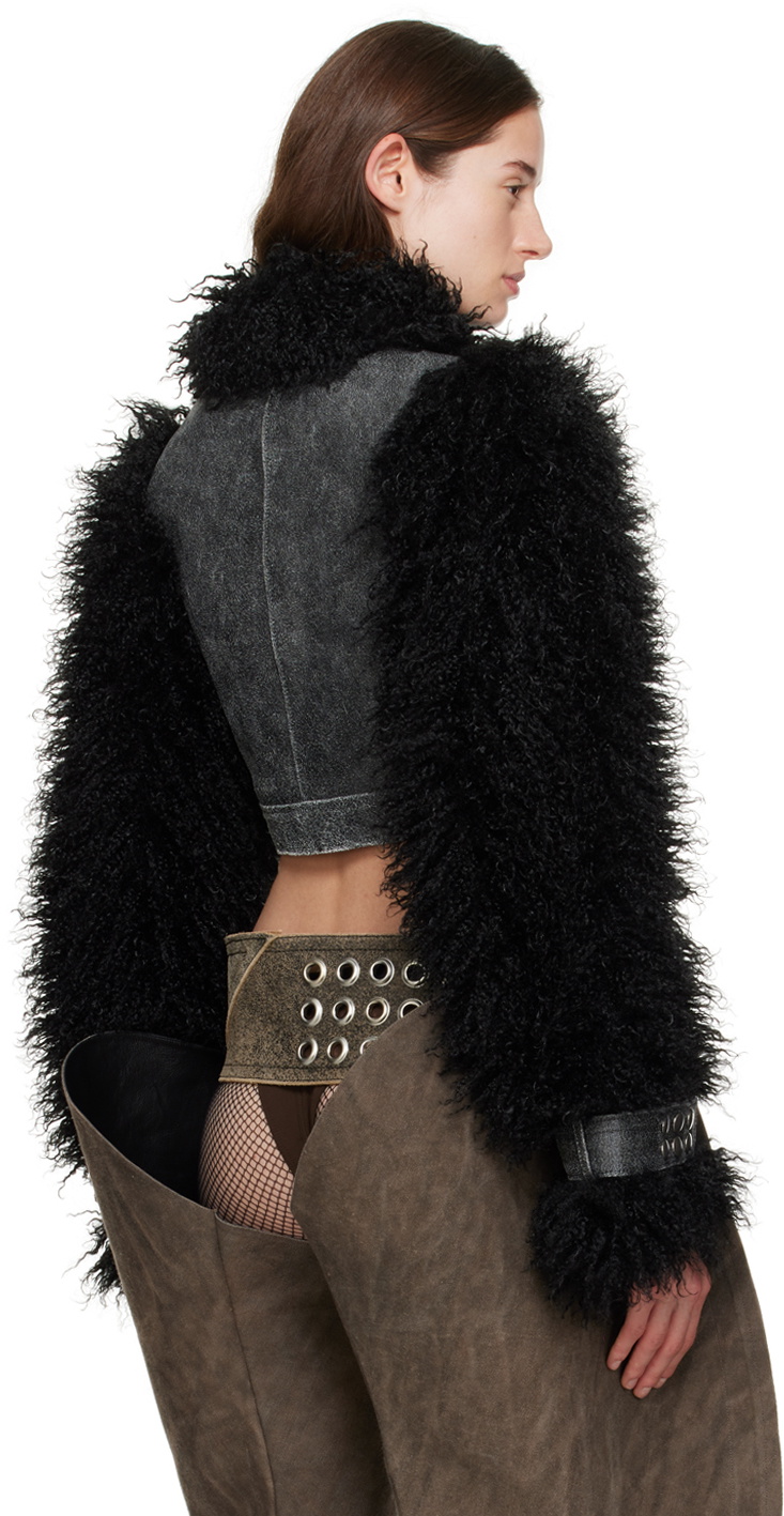 VAQUERA Black Cropped Leather Jacket