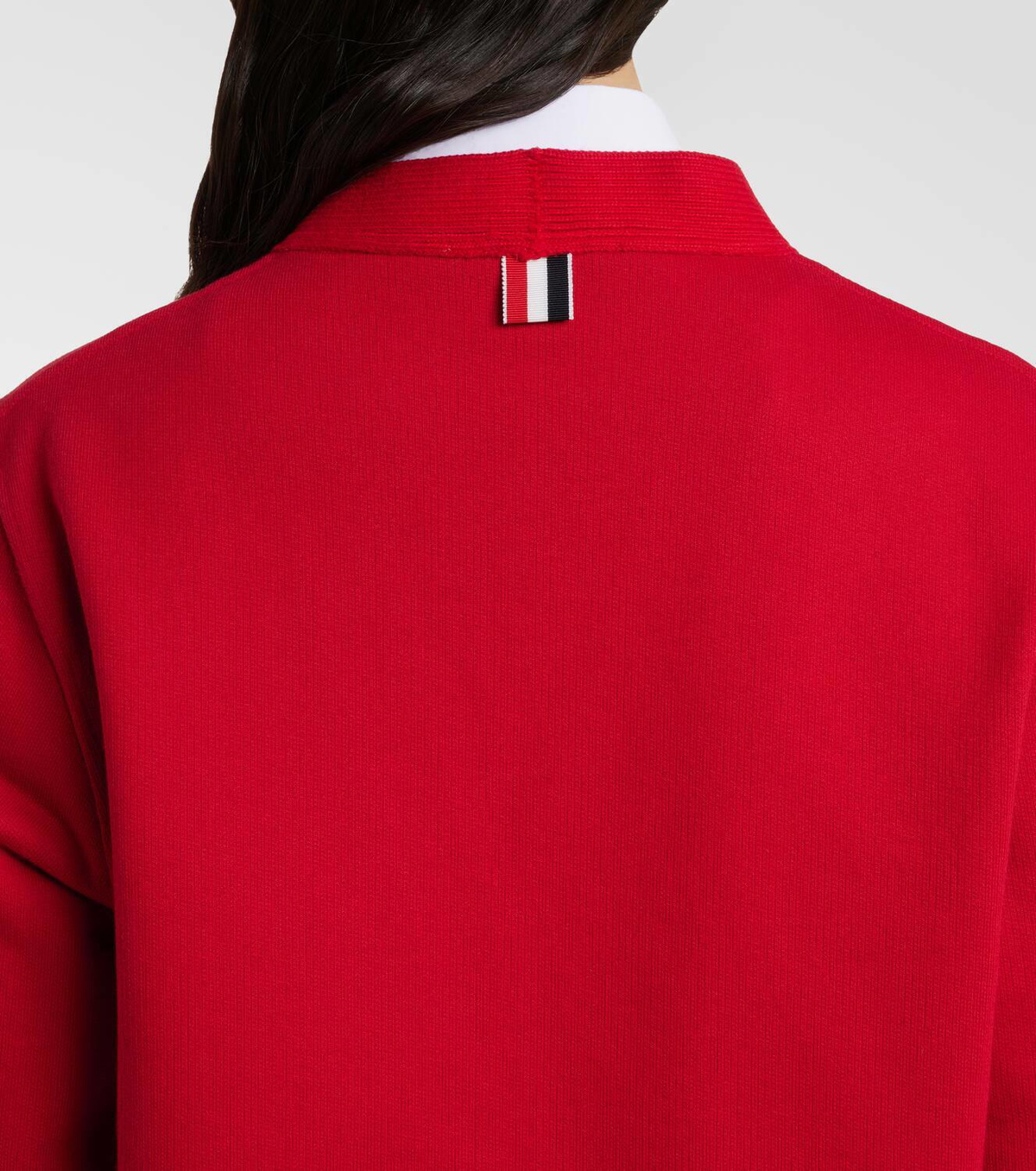 Thom Browne 4-Bar bouclé-trimmed cotton cardigan