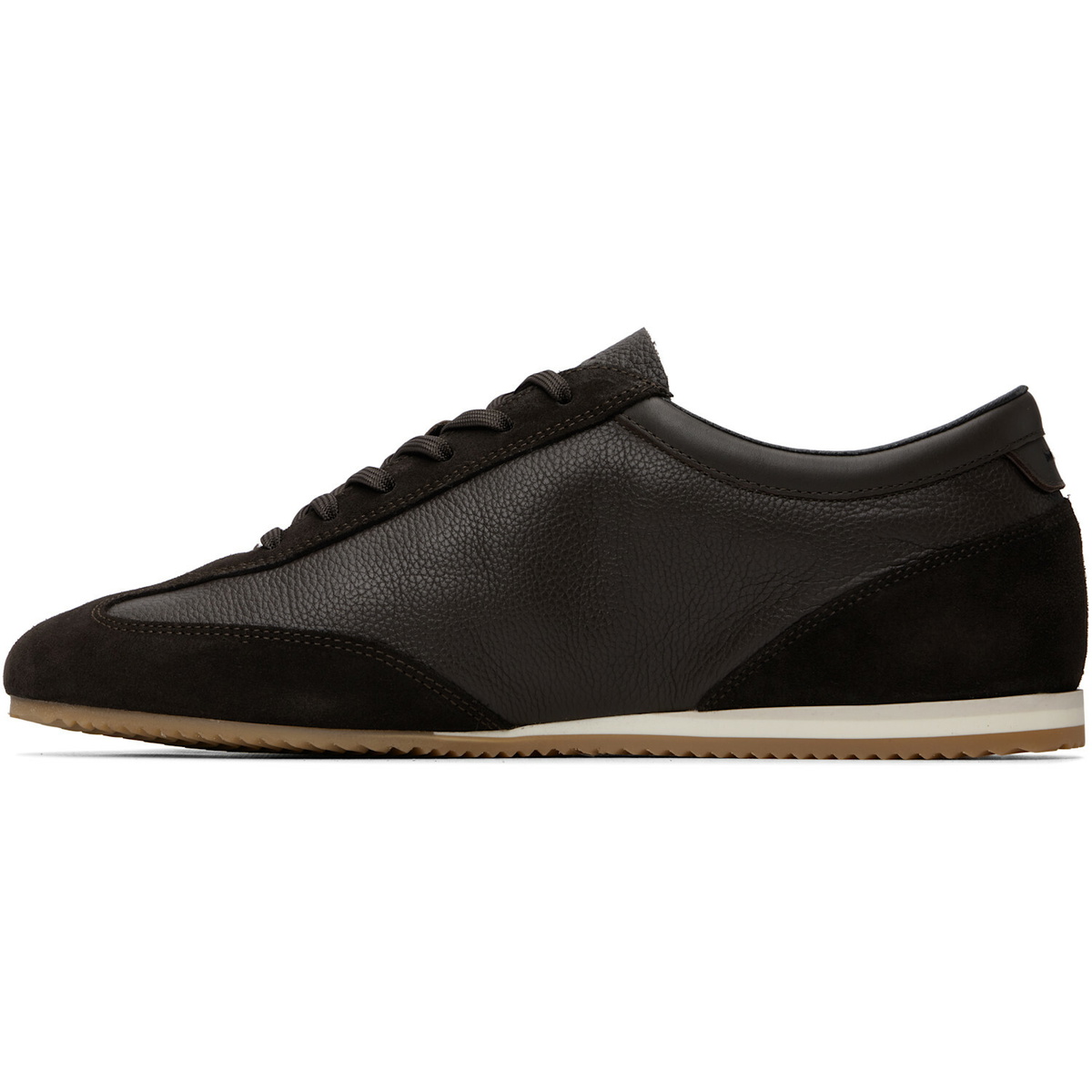 BOSS Brown Suede Trim Leather Sneakers