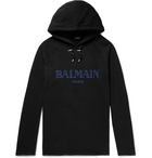 Balmain - Logo-Print Loopback Cotton-Jersey Hoodie - Men - Black