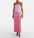Là Fuori Floral sequined silk gown