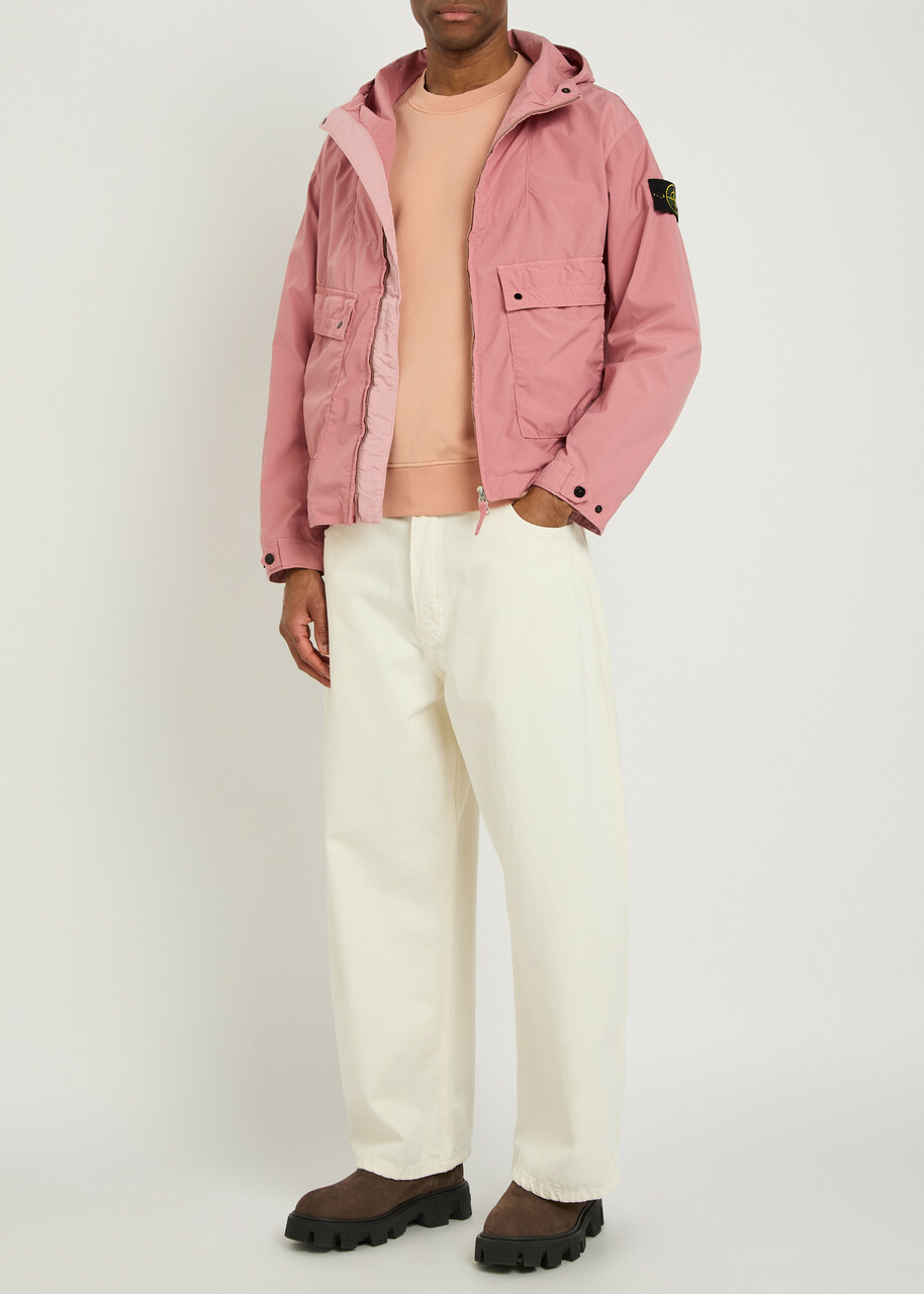Stone Island Logo Cotton Sweatshirt Pink