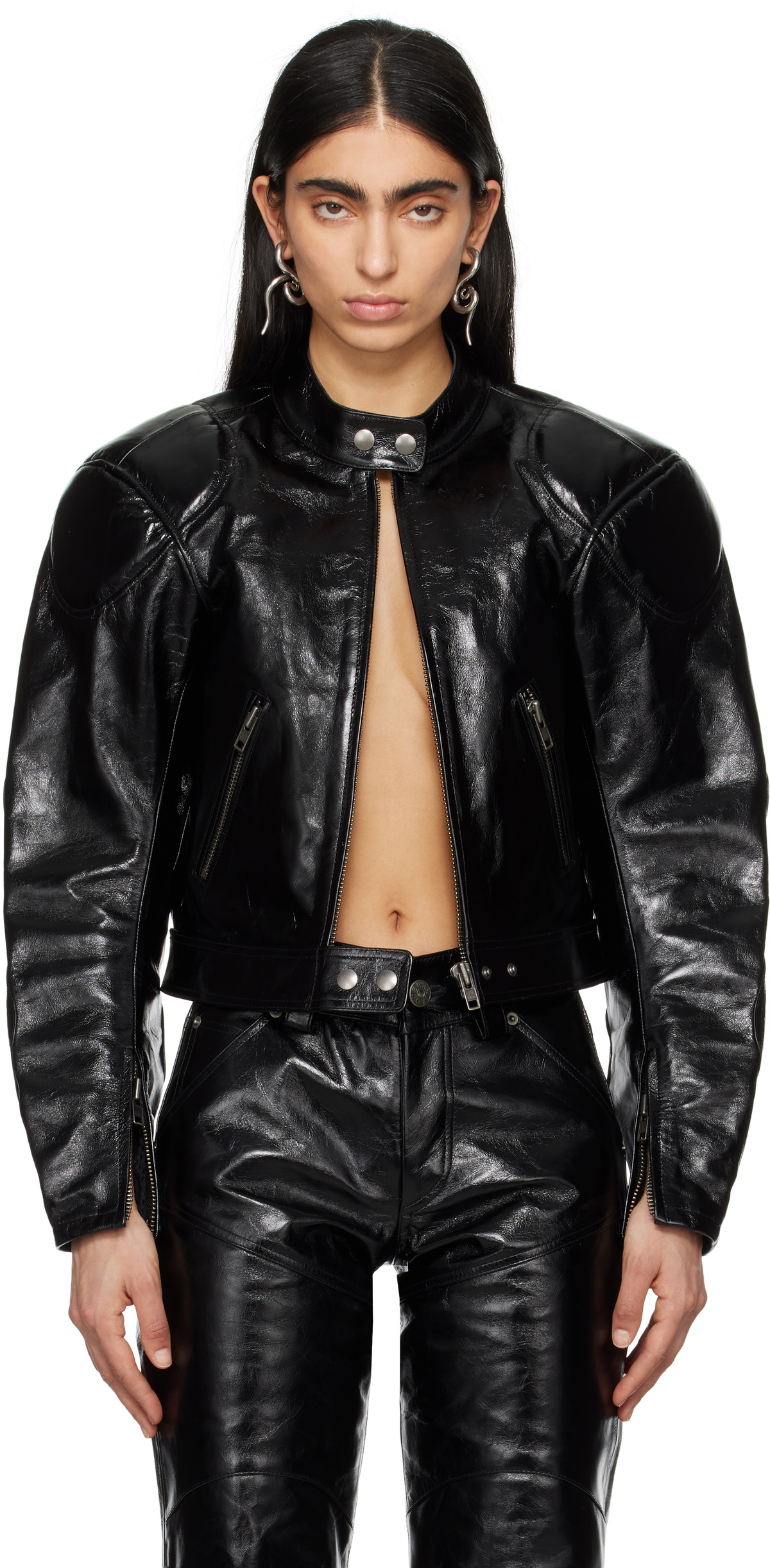 VAQUERA Black Racer Leather Jacket