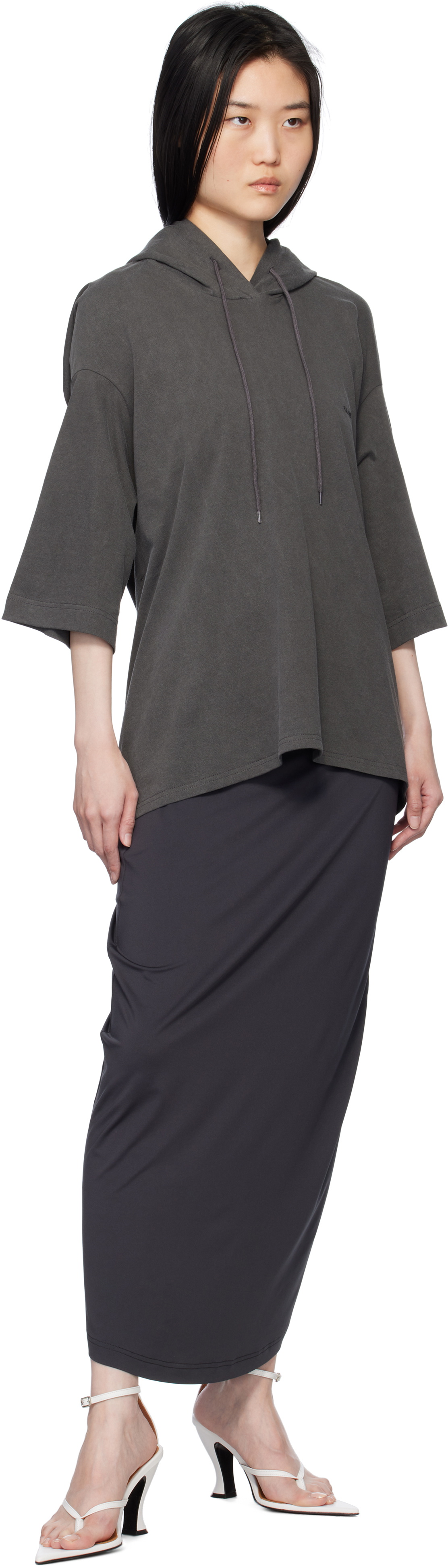Pushbutton Navy Lace Layered Maxi Skirt