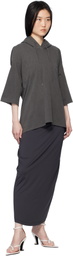 Pushbutton Navy Lace Layered Maxi Skirt