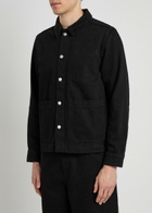 Les Deux Layton Subtle Flower Print Denim Jacket Black