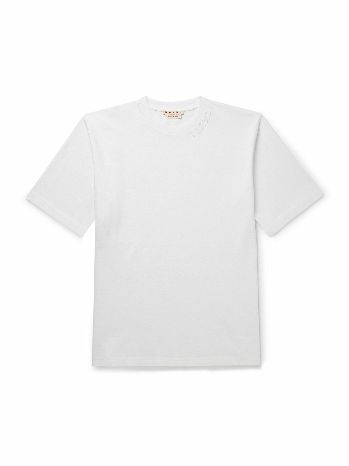 ★MARNI★ Logo embroidery t-shirt white HUMU0198X1UTCZ5700W0 Wrinkled Marni Logo T-Shirt in White – www.manifest.us