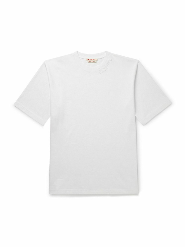 Photo: Marni - Logo-Appliquéd Cotton-Jersey T-Shirt - White