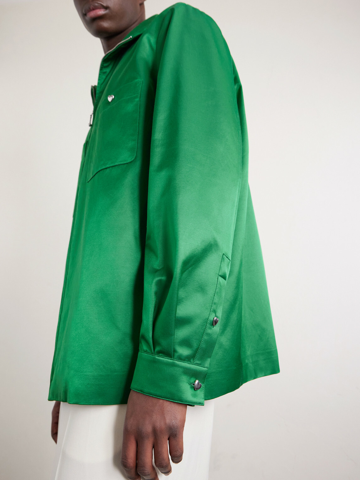 Valentino Garavani - Satin Zip-Up Jacket - Green