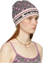 We11done Purple Logo All Over Short Beanie