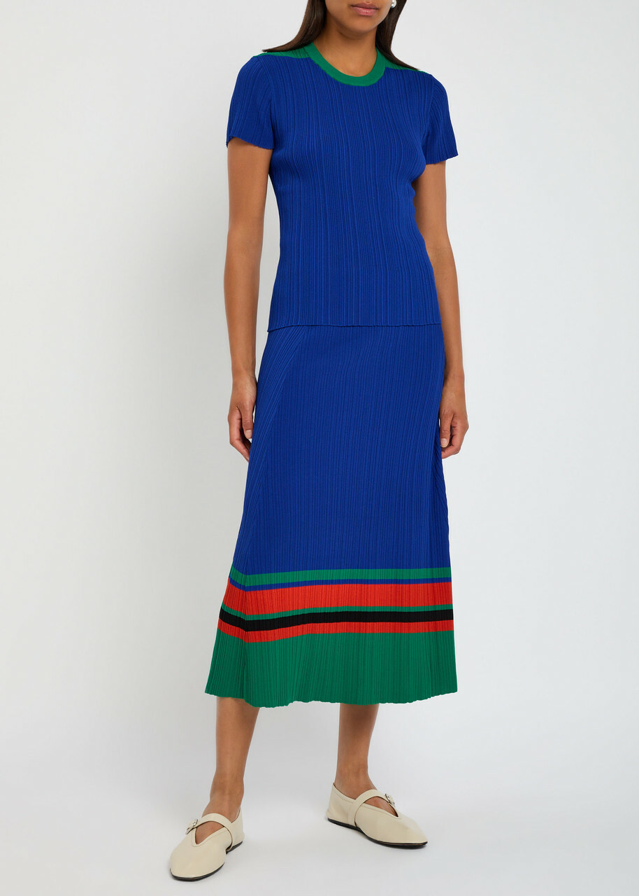 Wales Bonner Island Ribbed-knit T-shirt Blue