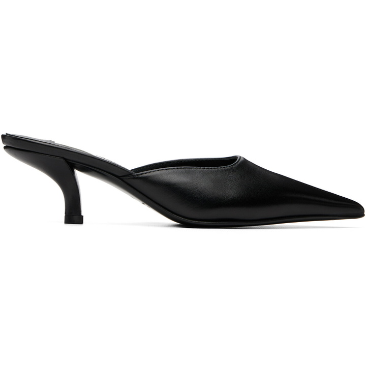 Photo: TOTEME Black Sharp Nappa Mule Heels