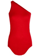 Rick Owens Lilies One-shoulder Fine-knit Tank Red