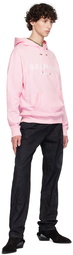 Balmain Pink Printed Logo Hoodie