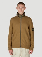 Stone Island - Compass Patch Zip Up Sweater in Brown