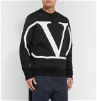 Valentino - Logo-Print Loopback Cotton-Blend Jersey Sweatshirt - Black