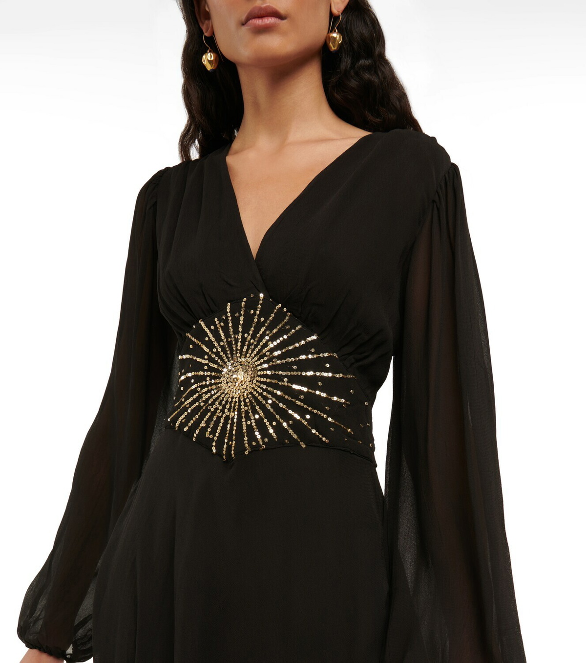 sachin and babi light blue dress NISSA crystal-embellished Chiffon Midi Dress | Black main image 1