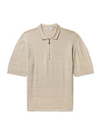 Inis Meáin - Linen and Cotton-Blend Half-Zip Polo Shirt - Neutrals