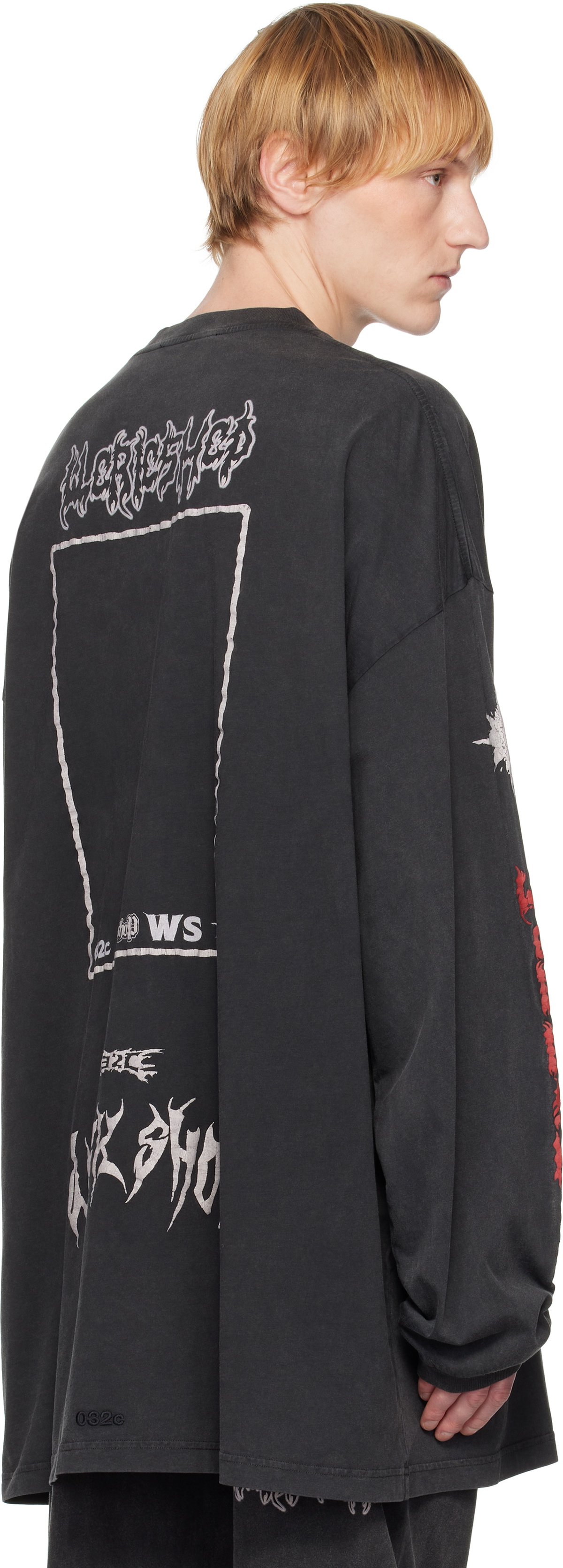 032c Black Telepresence Oversized Longsleeve T-shirt