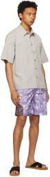 Bloke Purple & White Silkscreen Printed Shorts