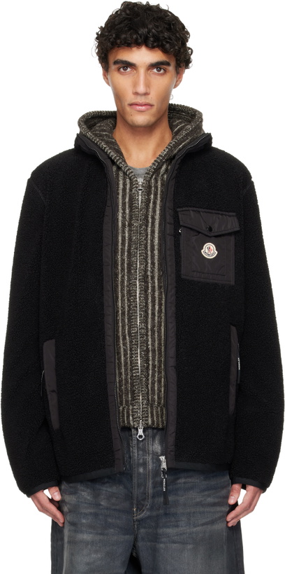 Photo: Moncler Black Teddy Pocket Zip-Up Jacket
