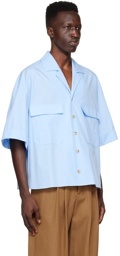 King & Tuckfield Blue Cotton Short Sleeve Shirt