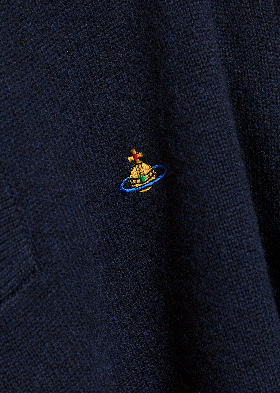 Vivienne Westwood Logo-embroidered Wool and Cashmere-blend Polo Jumper Navy