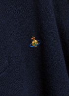 Vivienne Westwood Logo-embroidered Wool and Cashmere-blend Polo Jumper Navy