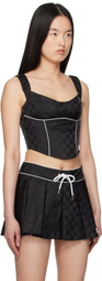 MISBHV Black Monogram Nylon Corset Top