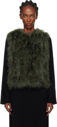 Yves Salomon Green Cropped Feather Vest