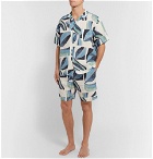 Desmond & Dempsey - Printed Linen Pyjama Shorts - Blue