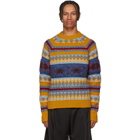 Acne Studios Yellow Striped Jacquard Crewneck Sweater