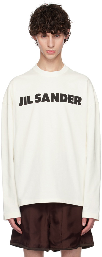 Photo: Jil Sander Off-White Printed Logo Long Sleeve T-Shirt