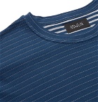 Howlin' - Terry-Trimmed Striped Cotton-Jersey T-Shirt - Midnight blue
