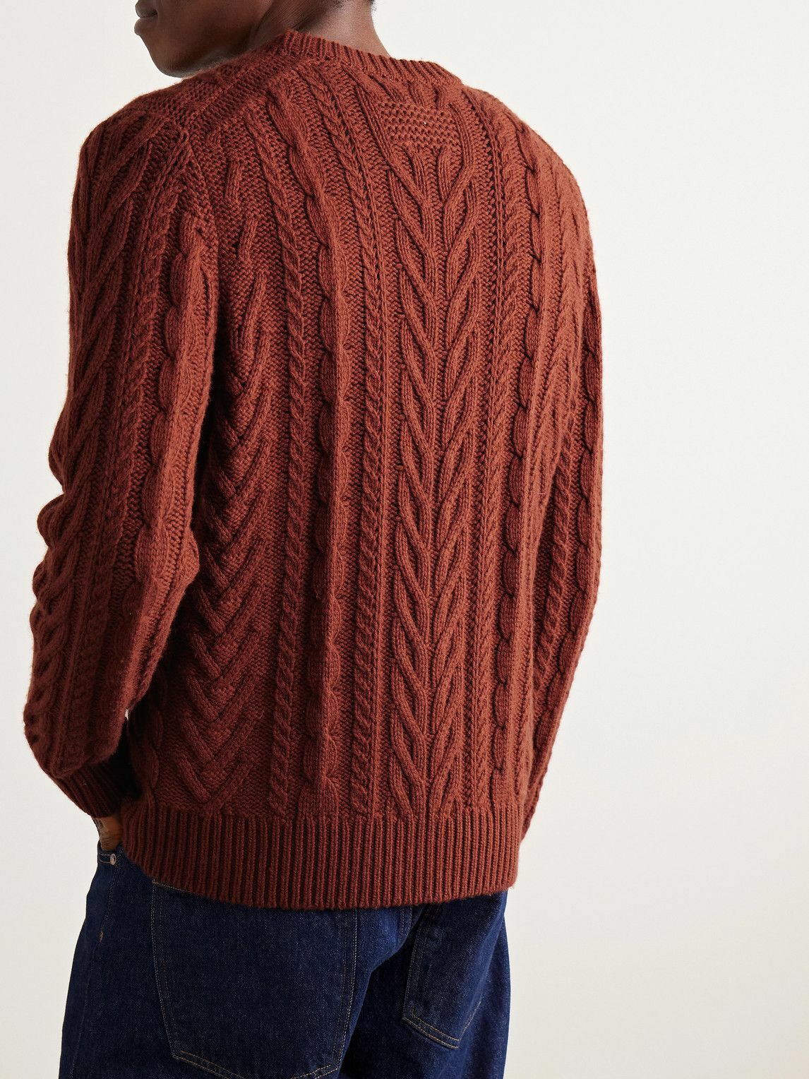Guest In Residence - Fisherman Cable-Knit Wool and Cashmere-Blend Sweater - Orange
