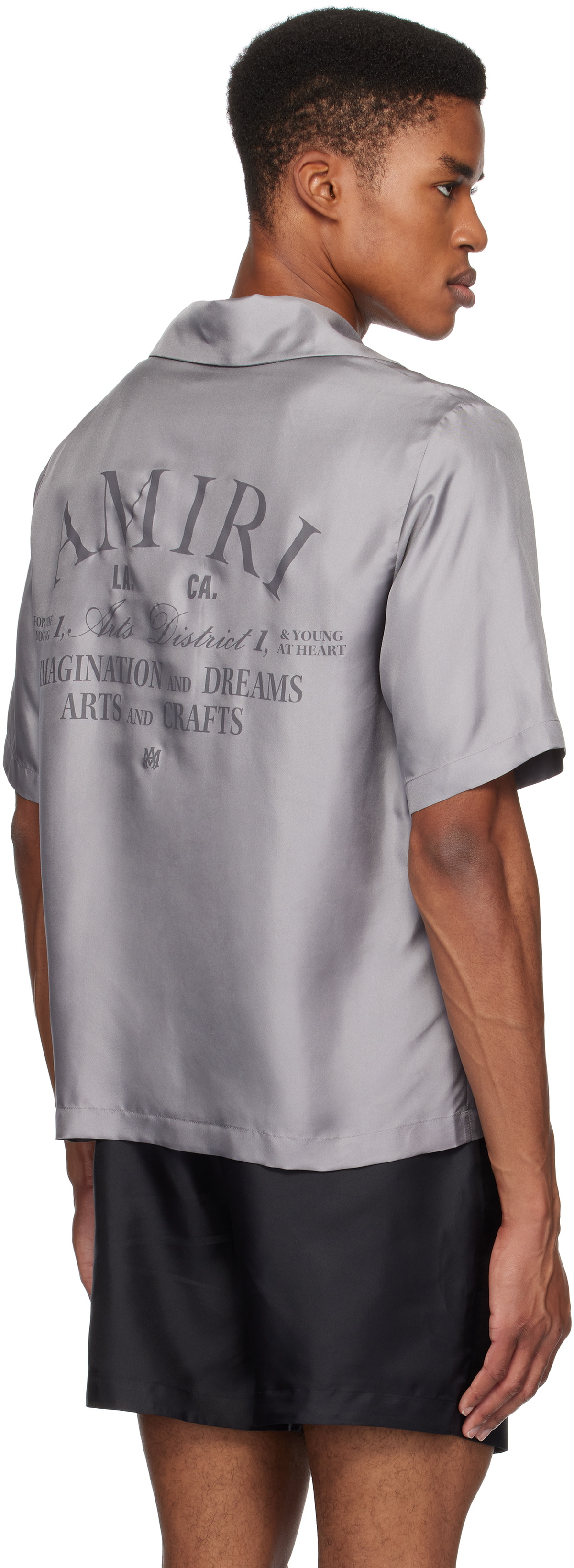 AMIRI Gray 'Arts District' Bowling Shirt