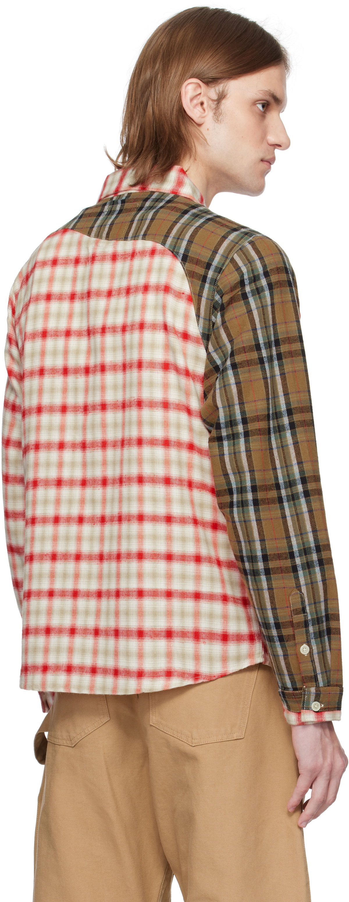 KidSuper Red & Brown Patchwork Face Flannel Shirt