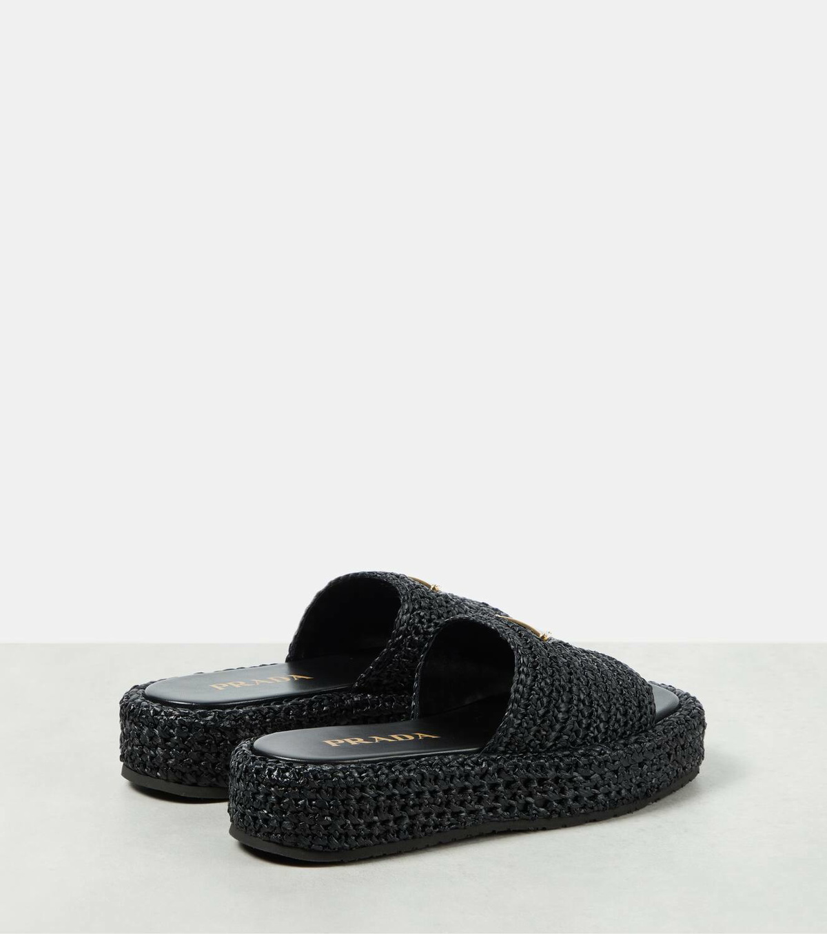 Prada Logo espadrille slides