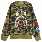 A Bathing Ape Men's 1st Camo Shark Crew Neck Sweatshirt in Green