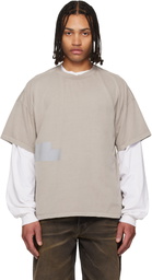 ALEXANDER DIGENOVA Taupe Taped Patch T-shirt