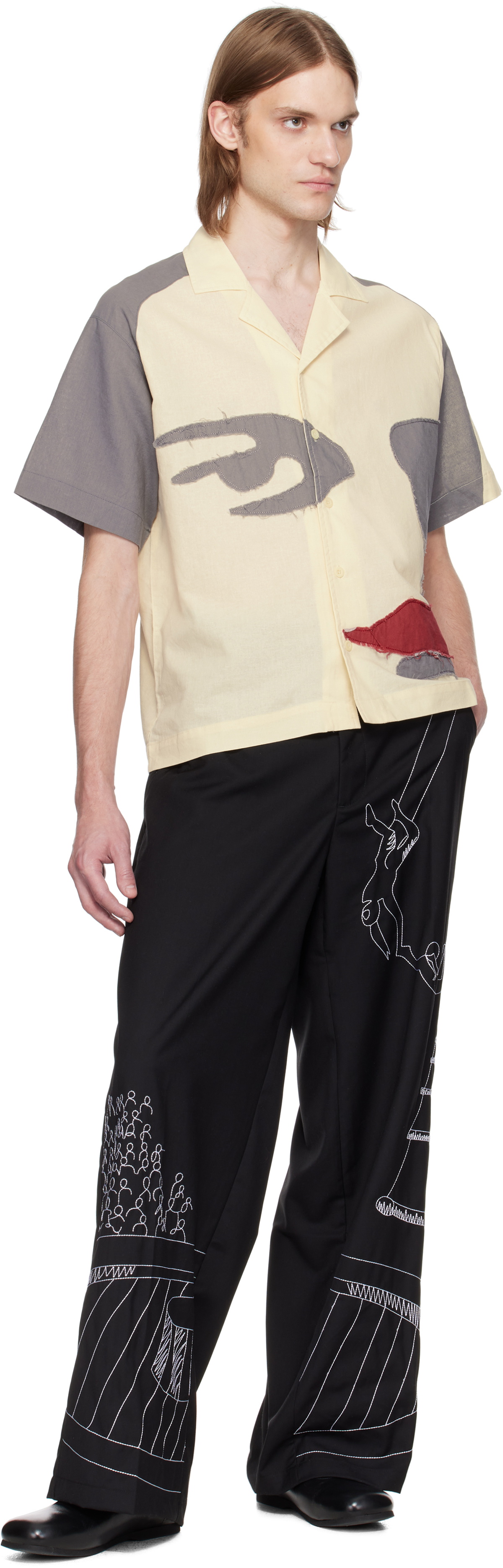 KidSuper Black Circus Sketch Baggy Trousers